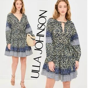 Ulla Johnson Abri Long Sleeve Tie Waist Mini Dress